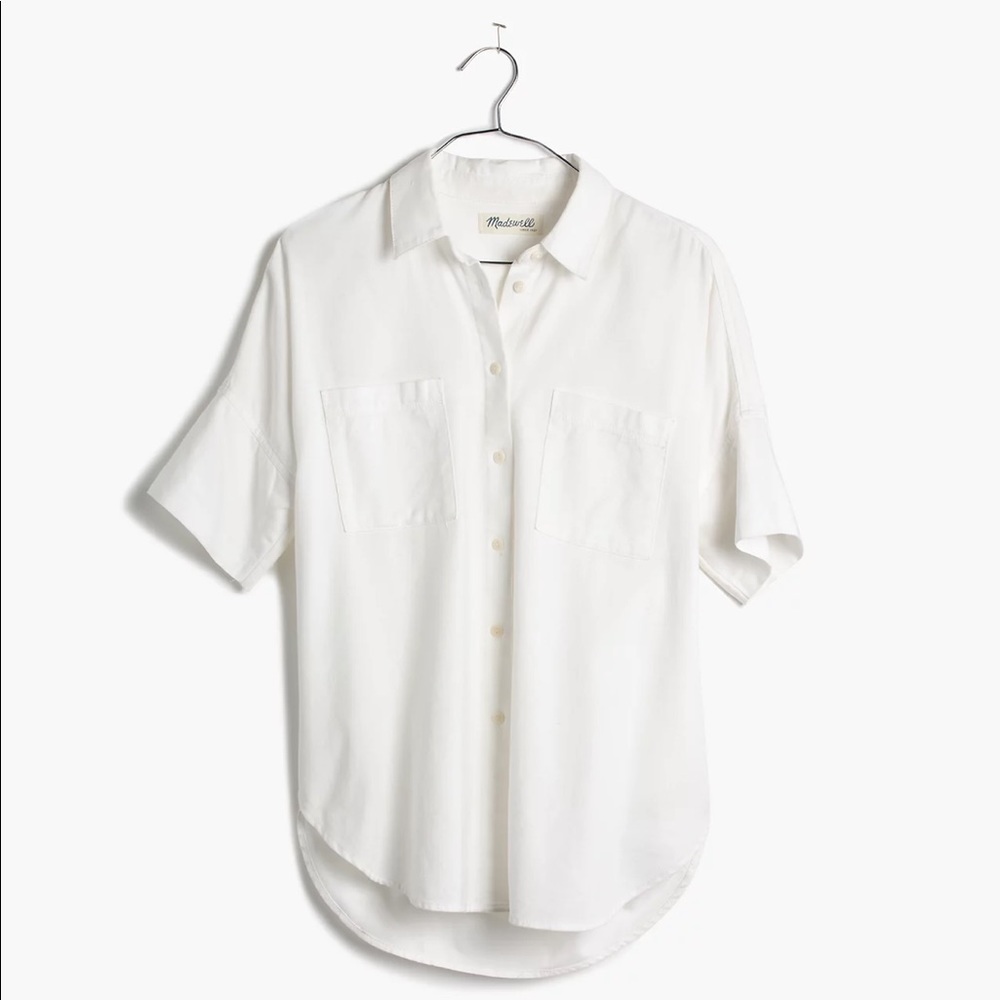 Madewell White Cotton Courier Shirt, Size Small